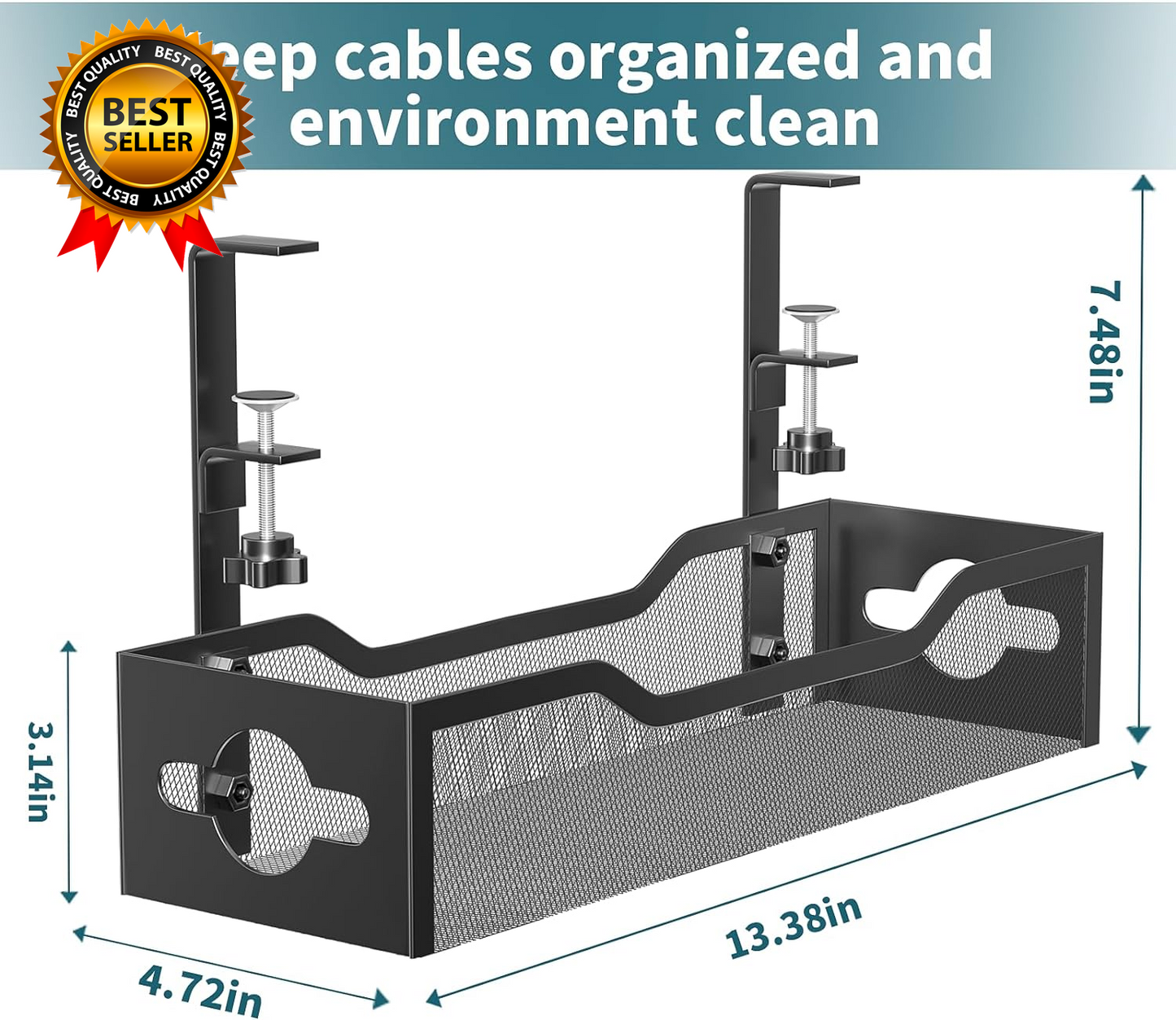 No-Drill Under Desk Cable Tray