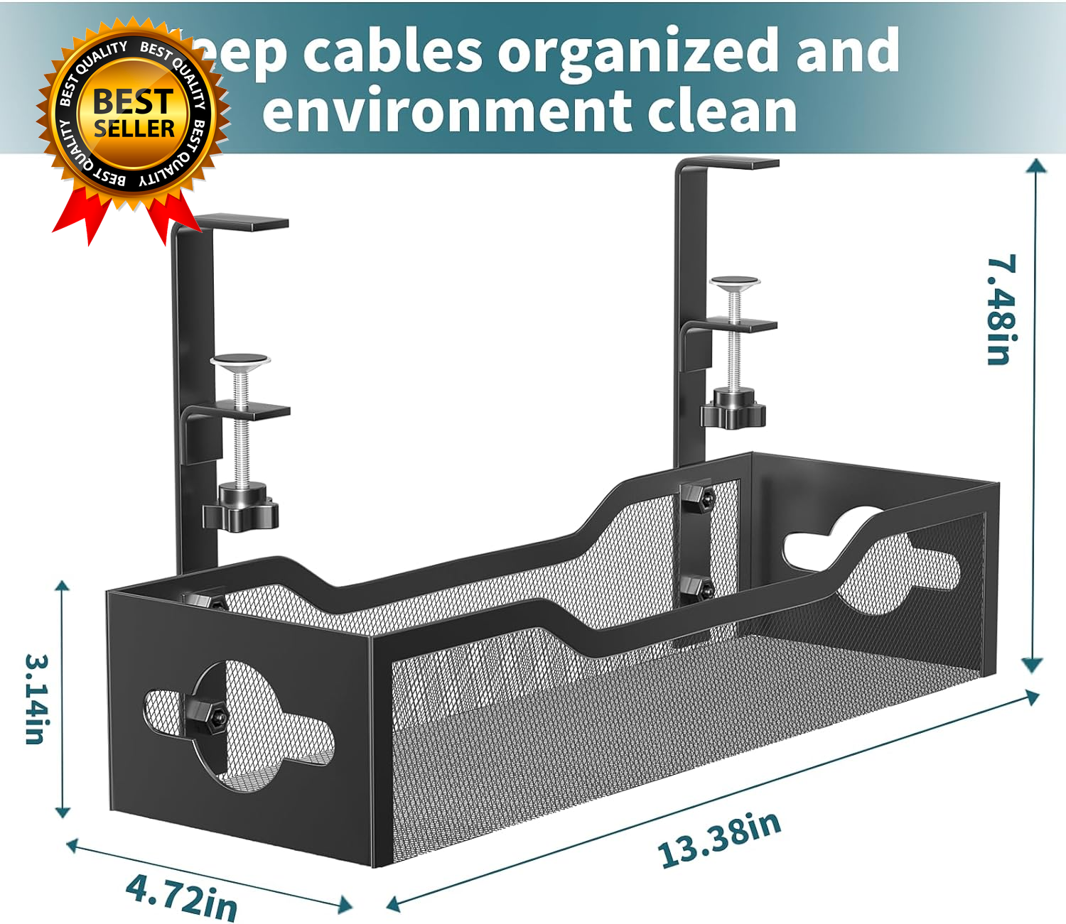 No-Drill Under Desk Cable Tray