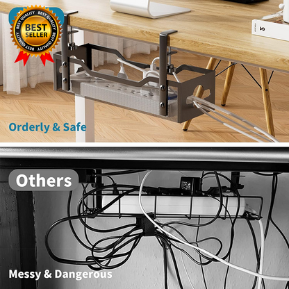 No-Drill Under Desk Cable Tray