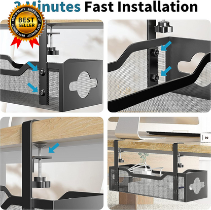No-Drill Under Desk Cable Tray