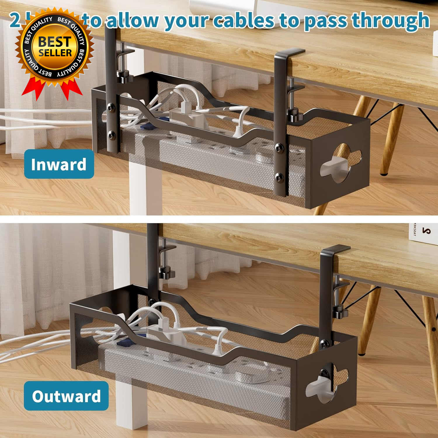 No-Drill Under Desk Cable Tray